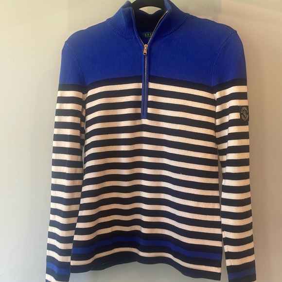 Ralph Lauren Sweaters - Bright blue & black Ralph Lauren zip front sweater